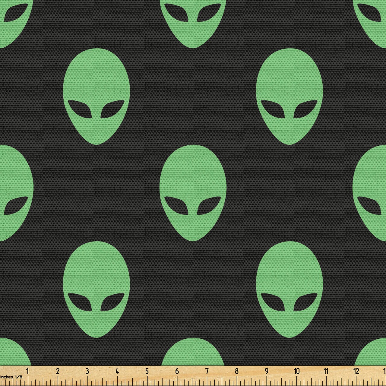 Ambesonne Alien Fabric by The Yard, Supernatural Martiansal Beings from Other Planets Head of an Alien, Decorative Fabric for Upholstery and Home Accents, 1 Yard, Fern Green